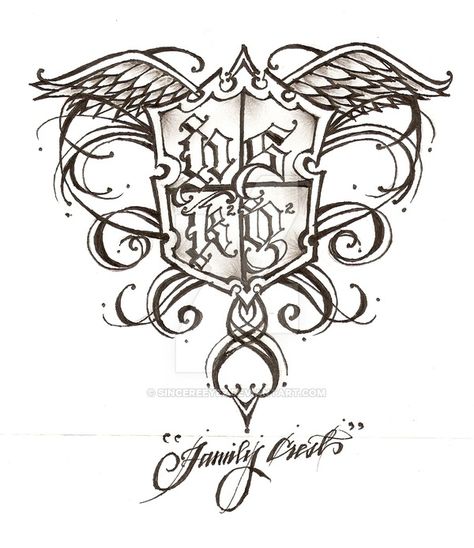 I really wanted another tattoo ....So I was thinking to myself...What was meaningful to me...?....So I kept thinking "Family" ....So sketched out this Family crest....The letters represent My Mom D... Family Over Everything Tattoo, Family Crest Tattoo, Cheap Logo Design, Symbol For Family Tattoo, Crest Tattoo, Shield Tattoo, Cheap Logo, Chicano Lettering, Armor Tattoo