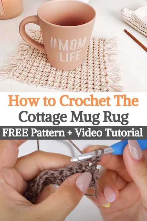 Crochet Coffee Mug Mat, Easy Crochet Mug Rug, Crocheted Mug Rugs Patterns Free, Free Mug Rug Patterns Tutorials, Crochet Mug Mat, Coffee Mug Rugs Free Pattern, Free Crochet Mug Rug Pattern, Mug Rug Crochet Patterns Free, Crochet Mug Rugs Patterns Free