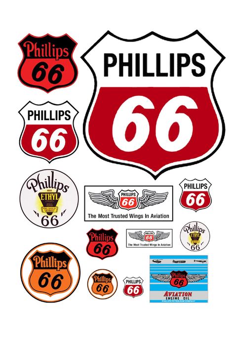 1:25 G scale Phillips 66 gas station signs Car Room Decor, Vintage Gas Station, Phillips 66, Kids Doll House, Gas Service, Cars Room, Sacred Geometry Art, Company Logos, Grand Kids