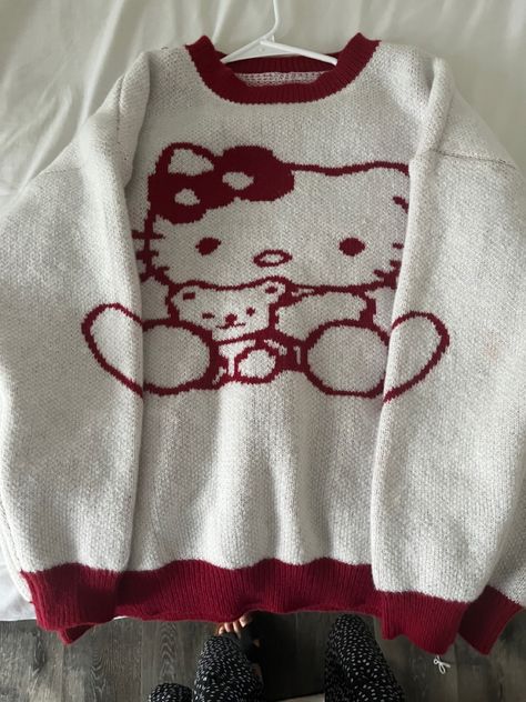 Hello Kitty Jumper, Pretty Christmas Sweaters, Ropa Hello Kitty, Sanrio Sweater, Hello Kitty Sweater, Kitty Sweater, Hello Kitty Design, 달력 디자인, Cozy Wear