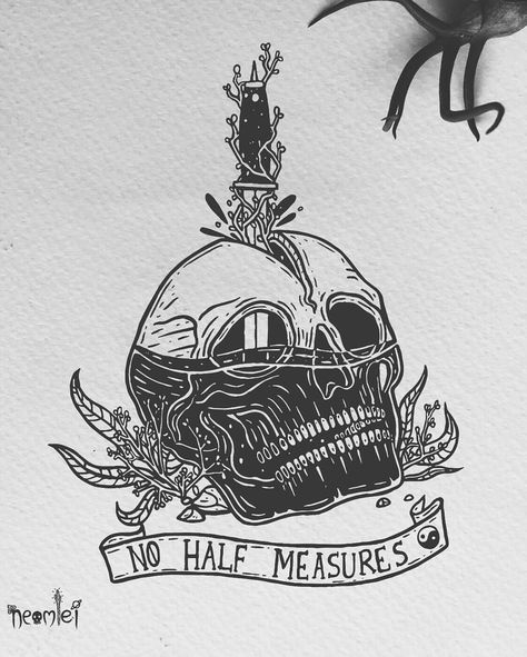 “No half measures” Drain my mind please . . . . #skeleton #skull #grim #skulltattoo #dark #darkart #darkartist #tattooidea #tattoodesign… No Half Measures Tattoo, No Half Measures, Skeleton Skull, Skeleton Art, Dark Art, My Mind, Skull Tattoo, Drain, Skeleton