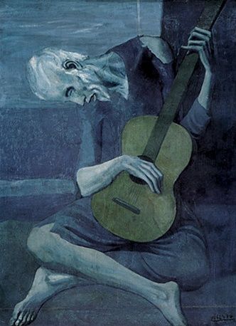 Pablo Picasso Painting The Old Guitarist - TheArtistPabloPicasso.com The Old Guitarist, Dresser Light, Picasso Blue Period, Picasso Blue, Pablo Picasso Art, Art Picasso, Pablo Picasso Paintings, Images D'art, Picasso Paintings