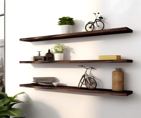 Rustic Farmhouse Floating Bookshelves Farmhouse Floating Shelves, Handmade Decorative Items, Rustic Wood Floating Shelves, Shelves For Wall, Wall Decor Storage, Floating Bookshelves, Storage Wood, Wooden Wall Shelves, Decor Storage