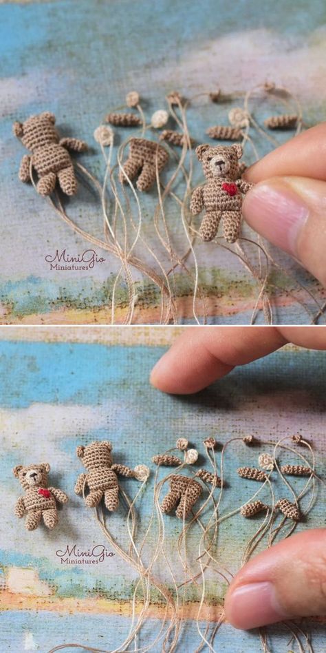 Mini Argumini, Micro Amigurumi Free Pattern Crochet Animals, Micro Crochet Keychain, Micro Crochet Granny Squares, Crochet Miniatures Pattern Free, Free Micro Crochet Patterns, Miniature Crochet Patterns Free, Miniature Crochet Patterns, Micro Crochet Patterns