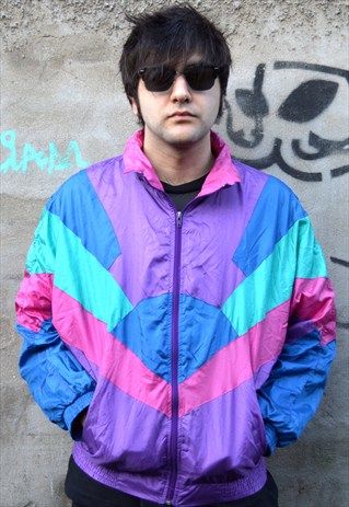 80's Shellsuit Windbreaker Sports Jacket 80s Windbreaker Outfit Men, 80s Windbreaker Outfit, Mens 90s Outfits, Pick Clothes, 80s Windbreaker, Windbreaker Outfit, Mens 90s, Colorful Jacket, Oc Outfits