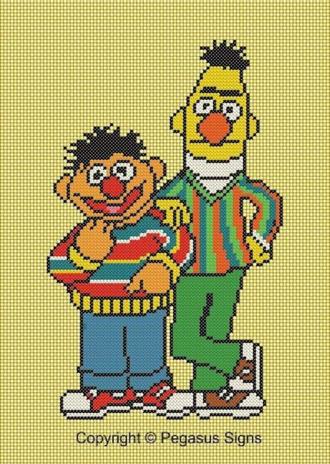 Intarsia Knitting Charts, Harry Potter Perler Beads, Bert And Ernie, Crochet Grid, Bert & Ernie, Intarsia Knitting, Native Beading Patterns, Art Perle, Stitch Fabric