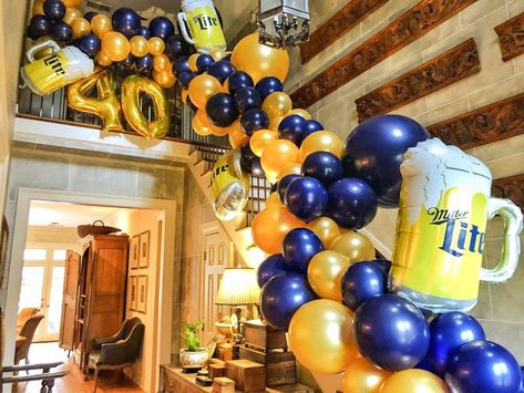 Memphis Events & Balloons 🎈 on Instagram: “I’m a big believer in really personalizing your events. So when the birthday girl loves Miller Lite, she gets a Miller Lite themed…” Miller Lite Party, Beer Party Theme, Cake Table Backdrop, 40th Birthday Themes, Miller Lite, Beer Party, Balloon Installation, Photo Booth Backdrop, 40th Birthday Parties