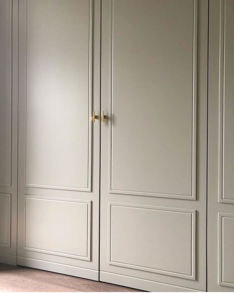 Wardrobe With Panelling, Paneled Study Walls, Wardrobe Door Panelling, Built In Wardrobe Panelling, Panelling Wardrobe Doors, Closet Paneling, Rakkestad Ikea Hack, Wardrobe Panelling, Wardrobe Joinery