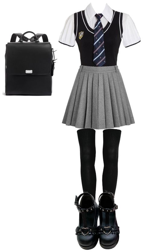 School Skirt Outfits, Outfit Ideas For High School, Back To School Uniform, Back To School Outfit Ideas, School Uniform Skirts, School Outfit Ideas, High School Uniform, Outfit Korean Style, School Uniform Fashion