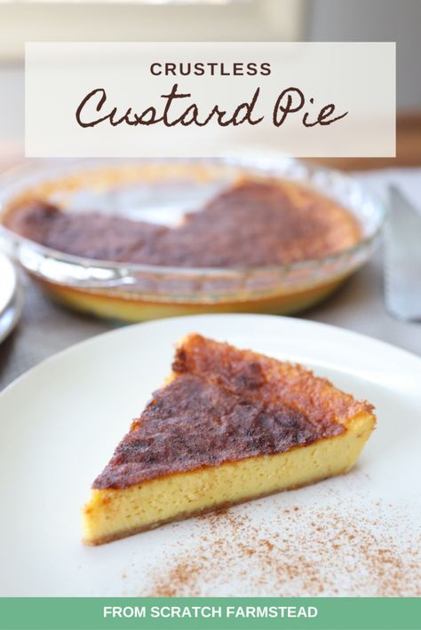 Crustless Pie Recipes, Easy Custard Pie, Crustless Custard Pie, Crustless Custard, Custard Pie Recipe Easy, Dairy Free Custard, Crustless Pie, Dessert Ideas Easy, Easy Desserts To Make