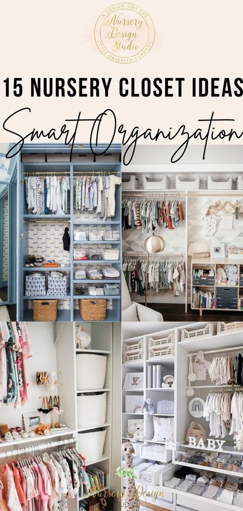 Baby Organization Ideas Closet, Organizing Nursery Closet, Baby Walk In Closet, Nursery Closet Organization Ideas, Nursery Closet Ideas, Exposed Closet, Smart Nursery, Storing Baby Clothes, Closet Organizer With Drawers