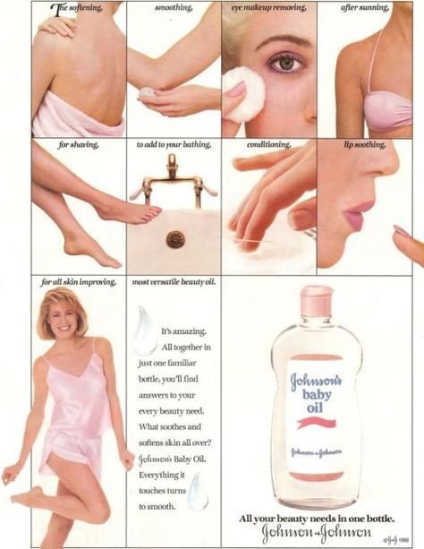 Baby Oil Uses, Johnson Baby Oil, Vintage Makeup Ads, Beauty Advertising, Makeup Ads, Retro Beauty, Print Advertisement, Beauty Ad, Evolution Of Fashion