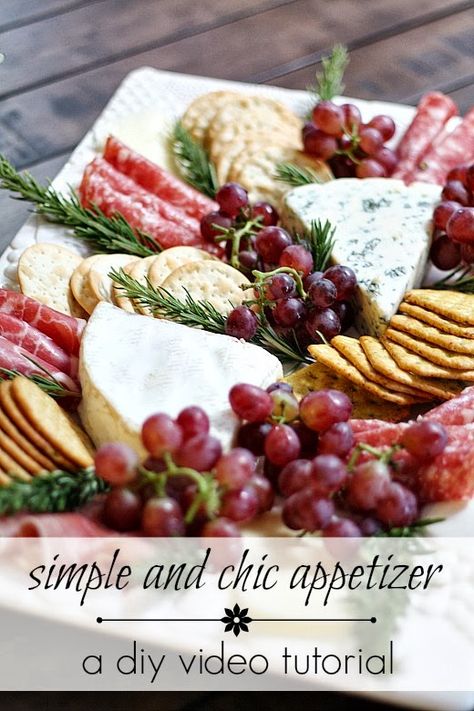 DIY Video Tuorial: Chic Meat & Cheese Platter - A Thoughtful Place Meat Cheese Platters, Cheese Trays, Antipasto Platter, Cheese Platter, Snacks Für Party, Cheese Platters, Cheese Crackers, Cheese Plate, Meat And Cheese