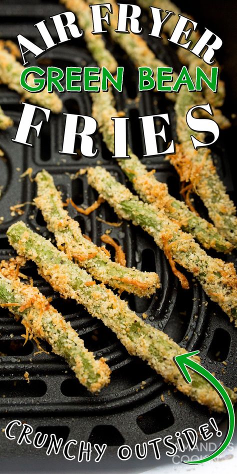 Air Fryer Recipes Green Beans, Green Bean Fries, Air Fryer Green Beans, Air Fried Green Beans, Crispy Green Beans, Crunchy Vegetables, Parmesan Green Beans, Large Air Fryer, Healty Dinner