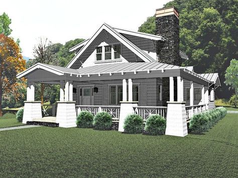 The Stratton - Bungalow House Plan Craftsman Farmhouse Plans, Bungalow Farmhouse, White Craftsman, Craftsman Bungalow House Plans, Craftsman Style Bungalow, Bungalow Cottage, Exposed Rafters, Craftsman Cottage, Bungalow Style House Plans