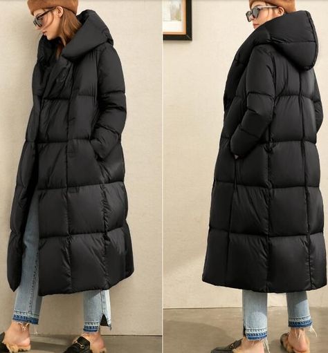 Cocoon Women Long Winter Puffer Coat Thick Coat Warm Down Coat 2661 - XL / white Winter Coats Women Cold Weather, Alaska Clothing, Wardrobe Revamp, Women Winter Coat, Waterproof Winter Coat, Ladies Coats, Long Winter Jacket, Long Winter Coats Women, Long Puffer Jacket