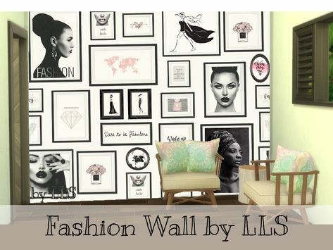 Sims 4 Walls, Los Sims 4 Mods, Picture Wall Bedroom, Sims 4 Cc Eyes, Play Sims 4, Fashion Designer Studio, Play Sims, Large Mural, Sims 4 House Design