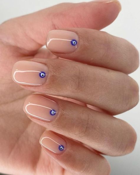 45+ Sleek Evil Eye Nails That Will Reverse Your Karma Evil Eye Nails, Minimal Nails Art, Eye Nail Art, Simple Gel Nails, Minimal Nails, Her Nails, Minimalist Nails, Fire Nails, Funky Nails