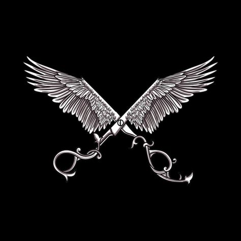 Cool Hair Stylist Scissors With Wings Tattoo Hairdresser - Wings Tattoo Hairdresser - Pin | TeePublic Scissor Logo Design, Hairstyles Logo Design, Beautician Tattoo, Hair Stylist Tattoo Designs, Hair Stylist Tattoo, Hairdresser Tattoo, Scissor Tattoo, Hair Stylist Logo Design, Logo Hair Stylist