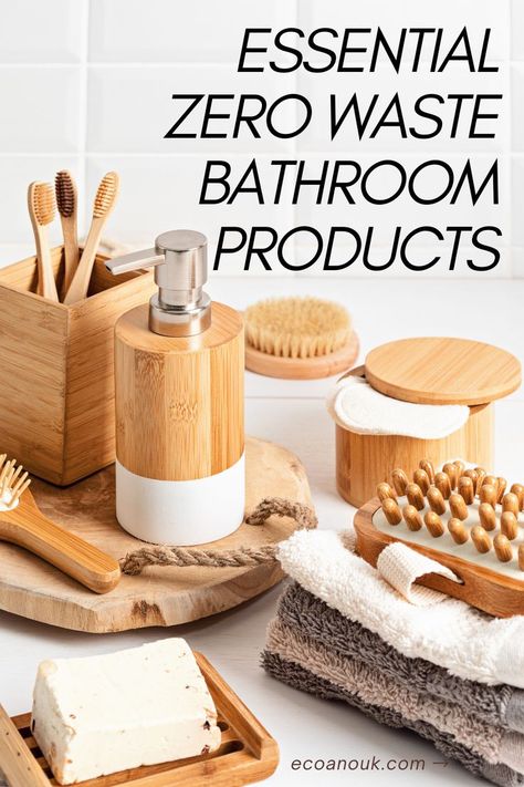 low waste bathroom swaps Zero Waste Bathroom Products, Zero Waste Hygiene Products, Sustainable Living Diy, Zero Waste Bathroom, Sustainable Bathroom, Sustainable Living For Beginners, Zero Waste Kit, Bulk Store Zero Waste, Zero Waste Store