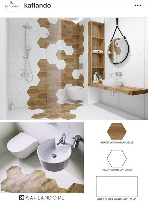 Hexagon Tiles Bathroom, 2023 Bathroom Remodel, Decor Bathroom Ideas, Color Bathroom Design, Wallpaper Bathroom, Decoration Bathroom, Bathroom Tile Ideas, Home Decor Bathroom, Bathroom Decor Luxury