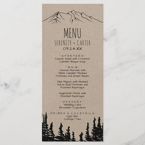 Dinner Menu Card, Rehearsal Dinner Menu, Wedding Dinner Menu, Event Menu, Rustic Wedding Reception, Dinner Party Menu, Wedding Place Settings, Menu Card, Wedding Reception Tables