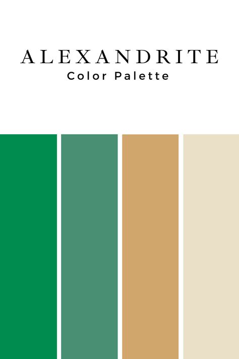 Green alexandrite color palette featuring alexandrite, vintage gold, polar bear, and lucky green by sherwin williams Alexandrite Sherwin Williams, Emerald Brown Color Palette, Irish Colour Palette, Dark Green And Gold Colour Palette, Forest Green And Gold Color Palettes, Ireland Color Palette, Europe Color Palette, Royal Green Palette, Green Color Palettes