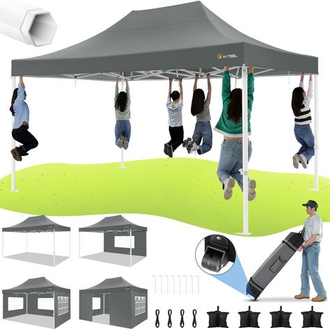 PRICES MAY VARY. UPGRADE THICK HEXAGONAL PIPE HEAVY DUTY CANOPY FRAME: Hoteel 10x15 Pop Up Canopy Tent with Sidewalls is made of a commercial-grade full truss structure, durable and rustproof. Upgrade Spring Design of the top bracket, tighten the top cloth and effectively reduce water accumulation. Upgrade thickened hexagonal tube, which diameter is 1.77'' (45mm) and thickness is 0.03''/0.7mm, while most party tent are only 0.98'' in pipe diameter and only 0.02'' tube thickness THICKENED FABRIC Portable Gazebo, Truss Structure, Outdoor Canopy, Instant Canopy, Canopy Frame, Waterproof Tent, Shelter Tent, Canopy Shelter, Pop Up Canopy Tent