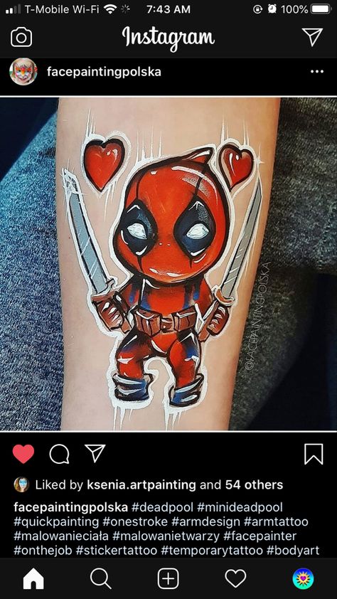 Deadpool Face Paint, Deadpool Face, Arm Painting, Dead Pool, Kids Face Paint, Facepaint, Temporary Tattoo, Face Painting, Arm Tattoo