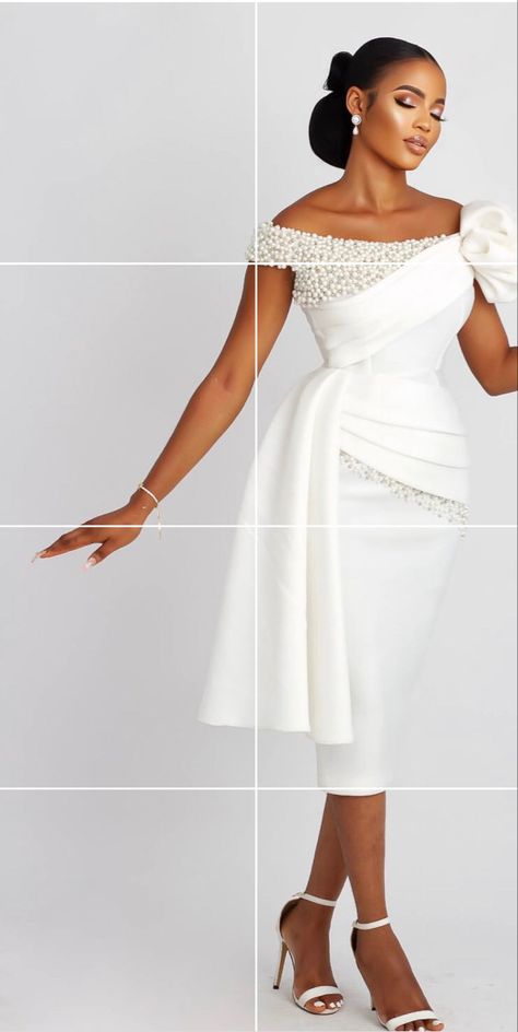 Lace Dress Classy, Epic Clothing, White Party Dress, Classy Gowns, Chic Dress Classy, Civil Wedding Dresses, Best African Dresses, Short African Dresses, Lace Gown Styles