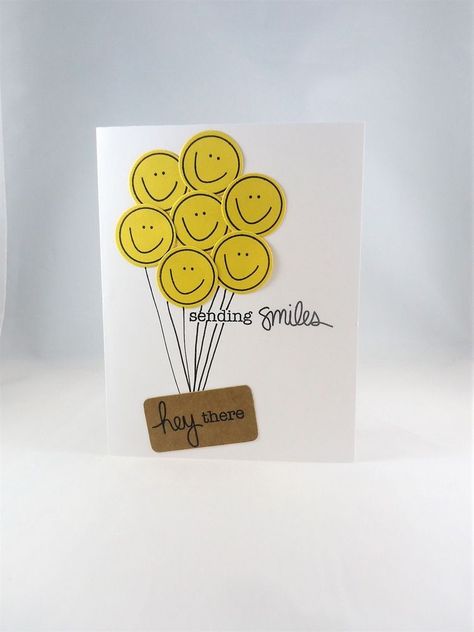 Sending Smiles, Hand Lettering Cards, Birthday Card Drawing, Miss You Cards, Cricut Cards, Card Drawing, Face Card, Smiley Faces, Encouragement Cards