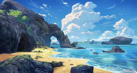 Epic Backgrounds, Water Aesthetic, Scenery Background, Adventure Of The Seas, Background Drawing, Beach Background, Island Art, Nature Drawing, Environment Design