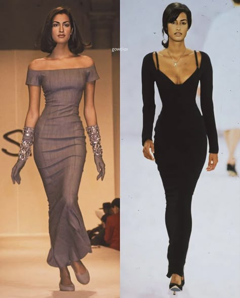 Bronze Blouse Outfit, Inverted Triangle Models, Yasmeen Ghauri Body Type, Jasmine Ghauri, Yasmeen Gauri, 90s Fashion Runway, Yasmeen Ghauri, Wide Shoulders, 90s Runway Fashion