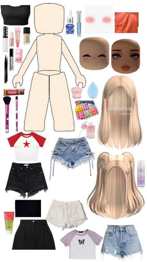 Paper Doll Accessories Free Printable, Roblox Paper Doll, Roblox Doll, Printable Diy Crafts, Free Printable Paper Dolls, Paper Doll Printable Templates, Barbie Fashion Sketches, Paper Clothes, Paper Dolls Clothing