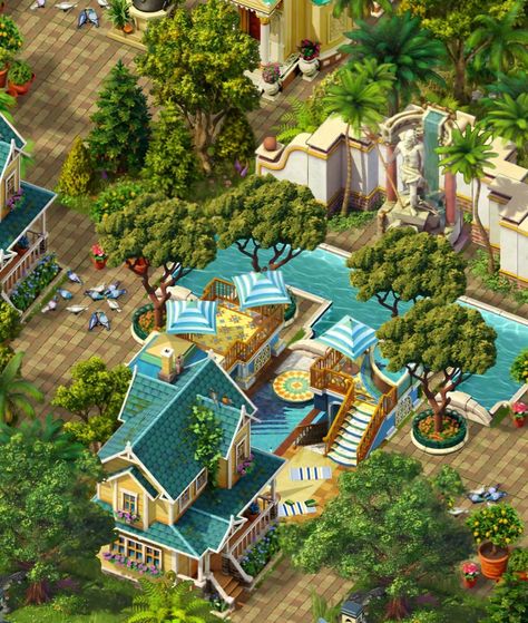 June's Journey Island, Junes Journey, Bigger House, Island Decor, Town House, Bath House, Juno, Pool