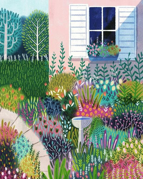 While I’m thinking about plants, here’s a drawing of a wild garden I did over the summer - I’d love to have my own garden one day but for now I only have a windowbox! @jeanclaudedraws day 5 #garden #gardening #secretgarden #illustratorsoninstagram #illustration #picturebook #childrensillustration #kidlitart #childrensbooks Living In The Now, Garden Illustration, In The Now, Garden Drawing, Advocate Art, Garden Painting, Naive Art, Flower Illustration, Seville