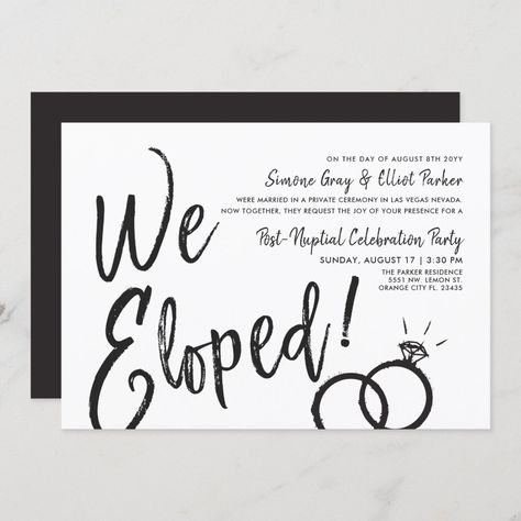 We Eloped, Elopement Party, Elopement Invitation, Elopement Reception, Brewery Wedding, Reception Invitations, Let's Get Married, Reception Party, Dinner Invitation