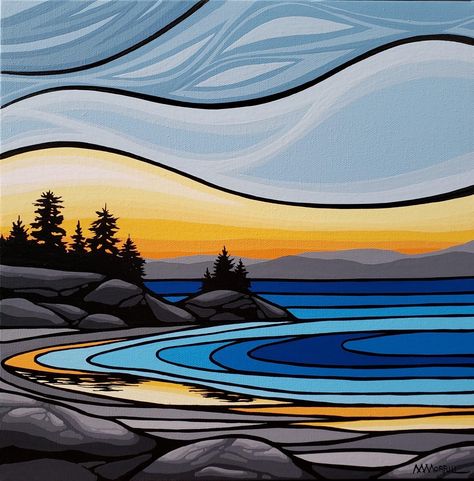 Art Village, Landscape Quilts, Canadian Art, Landscape Drawings, Abstract Landscape Painting, Surf Art, Art Inspiration Painting, Art Painting Acrylic, Painting Art Projects