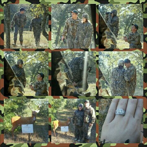 Deer hunting proposal Had a sign on a fake deer in the woods handed her the binoculars to read it, when she turn around he was on one knee with the ring! While a friend hid in a deer stand taking pictures of it all! ADORABLE! Hunting Proposal, Deer In The Woods, Country Relationship Goals, Country Relationships, Shake It For Me, Country Girl Life, Ways To Propose, Deer Stand, When I Get Married