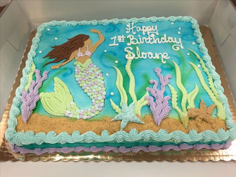 Mermaid Sheets, 25th Birthday Cakes, Birthday Sheet Cakes, Mermaid Cupcakes, Mermaid Birthday Cakes, Little Mermaid Birthday, Mermaid Theme Birthday, Birthday Cake Ideas, Mermaid Cakes