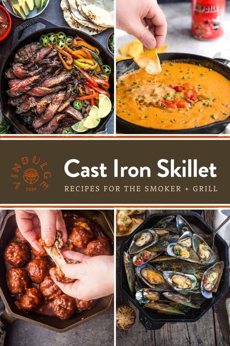 A cast iron skillet is one of the most versatile tools in the kitchen. It easily goes from stove top to grill to campfire, and offers excellent heat distribution. Here are 25 of our favorite cast iron skillet recipes. Cast Iron On Grill, Cast Iron Skillet Recipes On The Grill, Cast Iron Skillet Smoker Recipes, Cast Iron Smoker Recipes, Campfire Cast Iron Recipes, Cast Iron Grill Pan Recipes, Grilled Scallops Recipe, Cast Iron Skillet Recipes Dinner, Best Cast Iron Skillet