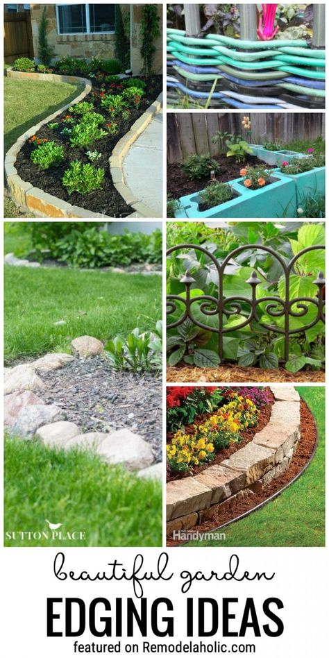 Garden Boarders Ideas, Garden Edge, Landscape Ideas Front Yard Curb Appeal, Garden Edging Ideas, Flower Bed Edging, Landscape Timbers, Driveway Landscaping, Sloped Garden, Edging Ideas