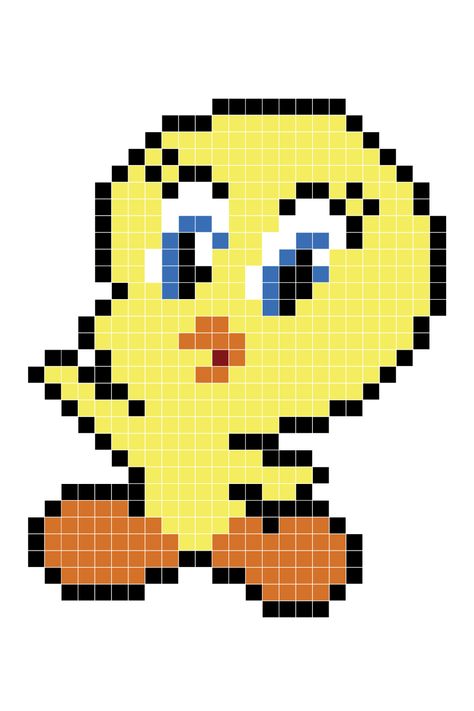 Perler Beads Cartoon Characters, Tweety Bird Pixel Art, Pixel Cartoon Characters, Pixel Art Cartoon Characters, Cartoon Pixel Art, Pixel Art Cartoon, Minecraft Museum, Pixel Cartoon, Cartoon Cross Stitch