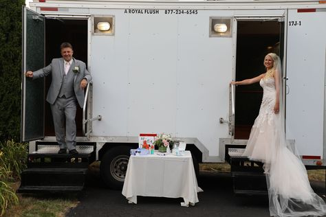 Luxury Portable Restrooms, Trailer Wedding, Portable Restrooms, Summer Luxury, Royal Flush, Best Friend Wedding, Wedding Spring, Entertaining Essentials, Outdoor Weddings