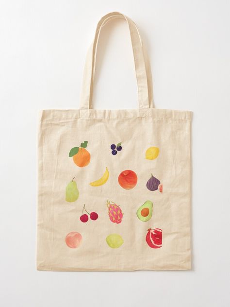 Fruit Tote Bag, Bachelorette Party Tote Bags, Diy Tote Bag Design, Painted Canvas Bags, Handpainted Tote Bags, Shopping Bag Design, Totes Ideas, Pink Fruit, Diy Tote