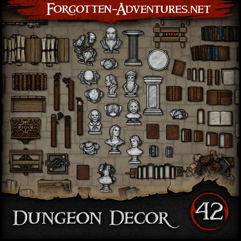 Whether you need to hit the books or hit someone with the books, we have over 1155 #mapmaking assets you need for a library encounter in Dungeon Decor - Pack 42.  Want to fill those dreams of having a bookcase with ladder? Then get these assets at the🔗 Bookcase With Ladder, Dnd Decor, Dungeon Decor, Grid Rpg, Map Assets, Ladder Bookcase, Bookcase, Gaming, Map