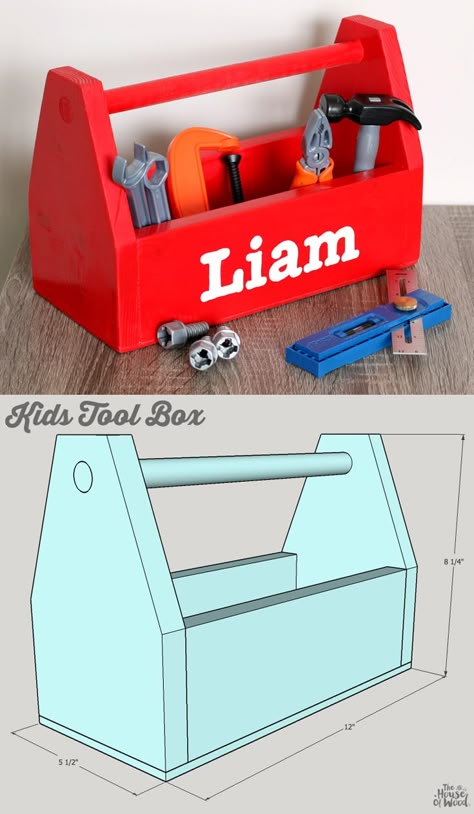 Kids Tool Box, Kids Woodworking Projects, Woodworking Plans Toys, Jen Woodhouse, Free Building Plans, Wood Projects For Kids, Wooden Toys Plans, Woodworking Projects For Kids, Woodworking Toys