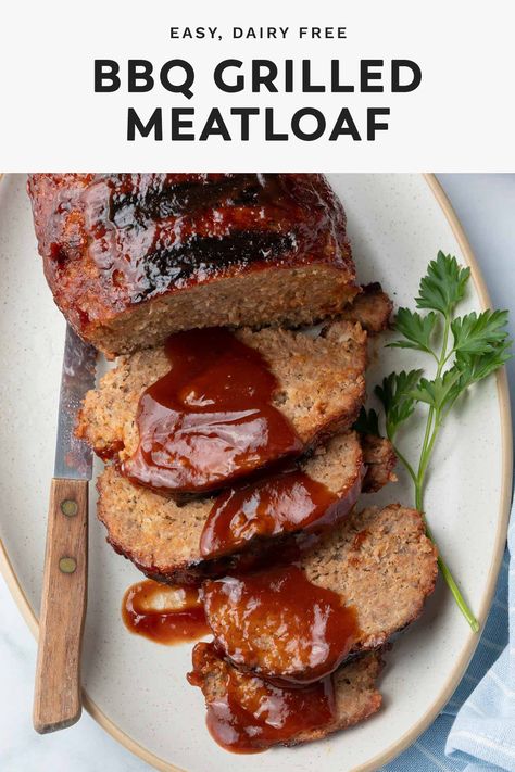 For the most flavor, this BBQ grilled meatloaf recipe is made from a combination of beef and pork, then seasoned to perfect and basted with barbecue sauce while it cooks. Barbecue Meatloaf Recipes, Barbecue Meatloaf, Grilled Meatloaf, Pork Meatloaf, Meatloaf Sauce, Baked Meatloaf, Bbq Meatloaf, Easy Macaroni Salad, Beef And Pork