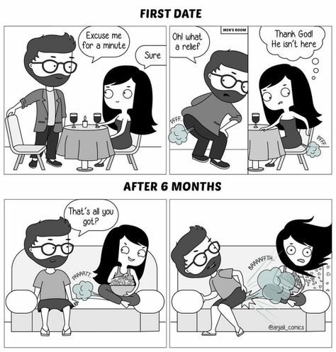 Artist Creates 30 Cute Relatable Comics About Life As A Couple Farting Memes, Couple Comics, Fart Humor, Make Your Own Story, Cute Couple Comics, Couples Comics, Funny Couple, Good Morning Texts, Funny Illustration