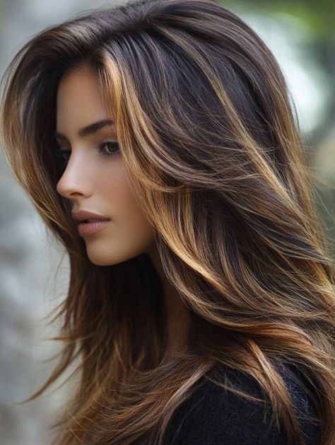 Beautiful Caramel Highlights on Brown Hair: Latest Trends, Tips, and Inspiration - Style US Highlights Long Brown Hair, Brown Hair Golden Highlights, Chocolate Brown With Caramel Highlights, Caramel Brown Highlights, Caramel Highlight, Caramel Highlights On Brown Hair, Carmel Highlights, Highlights On Brown Hair, Highlights For Brown Hair